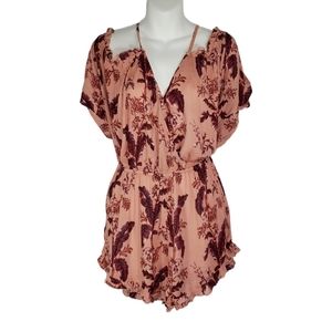 Top Shop Floral Off Shoulder Dusty Pink Romper Size Medium
